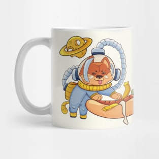 Shiba Inu Dog Astronaut in a Hot Dog Universe Mug